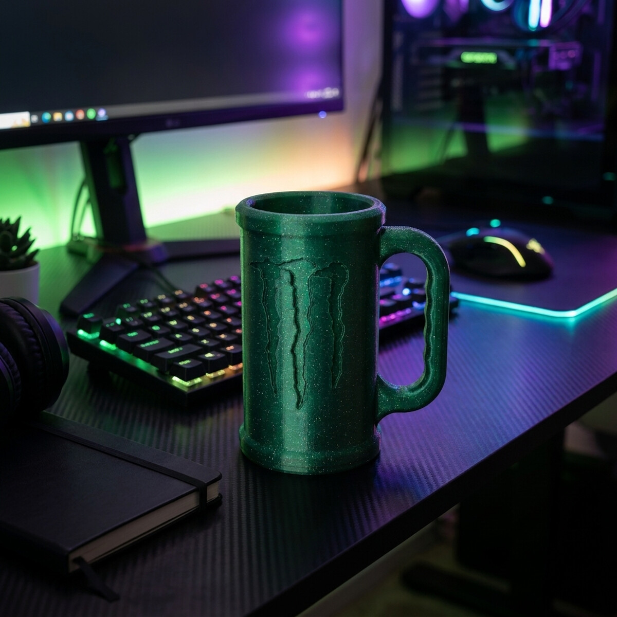 Caneca Garras Monster — Verde Glitter
