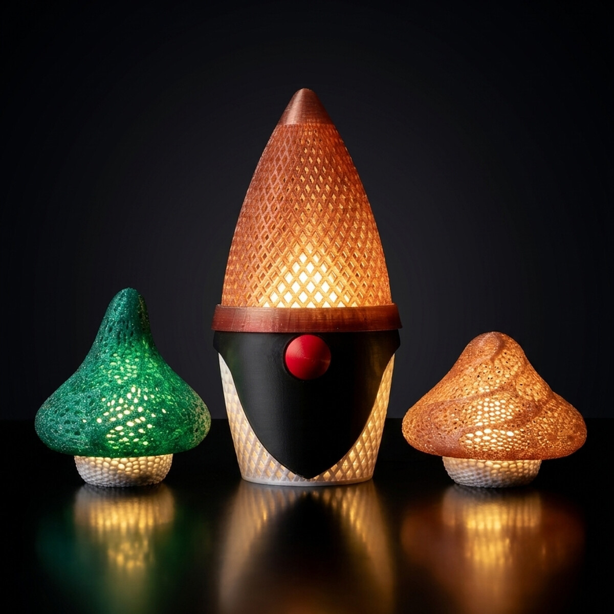 Kit Gnomo Voronoi + 2 Cogumelos (Luminárias)